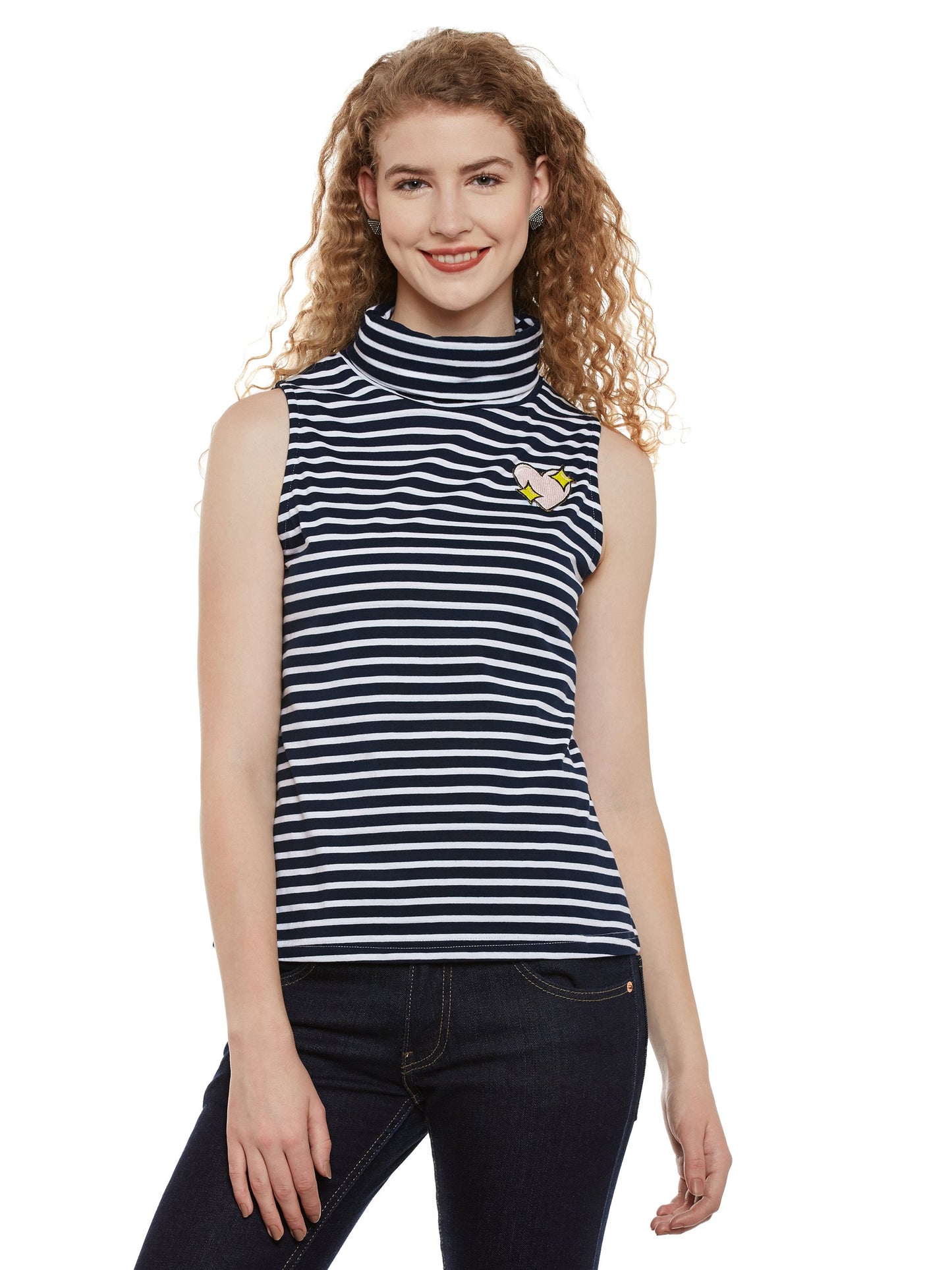 Miss Chase WomenS Black And White Striped Top(Mcaw17Tp08-88-98-02_Black And White_X-Small)