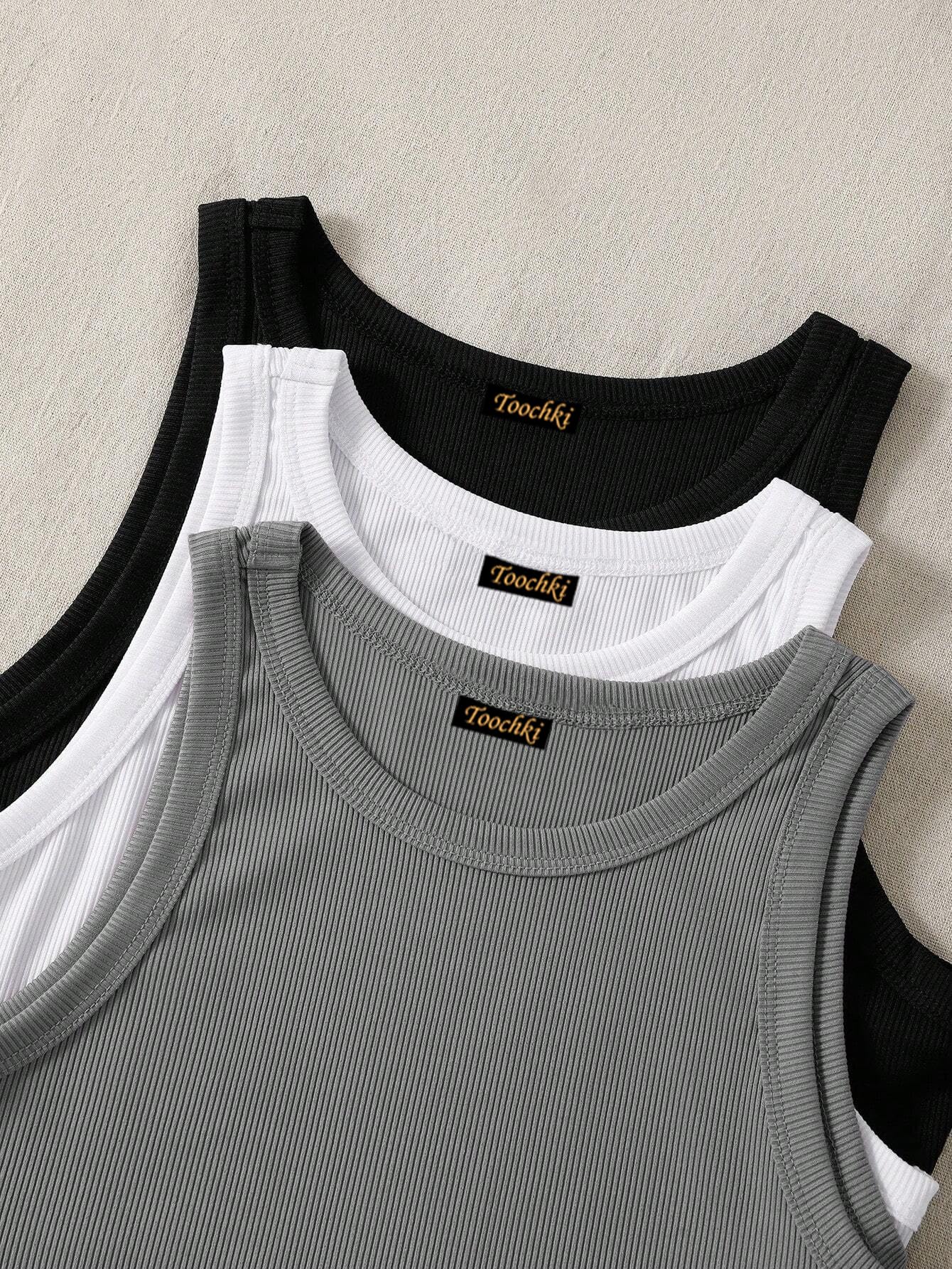 Toochki Top for Women | Spandex Crop Tops | Black White Beige Grey | Short | Western | Pack of 3 Combo