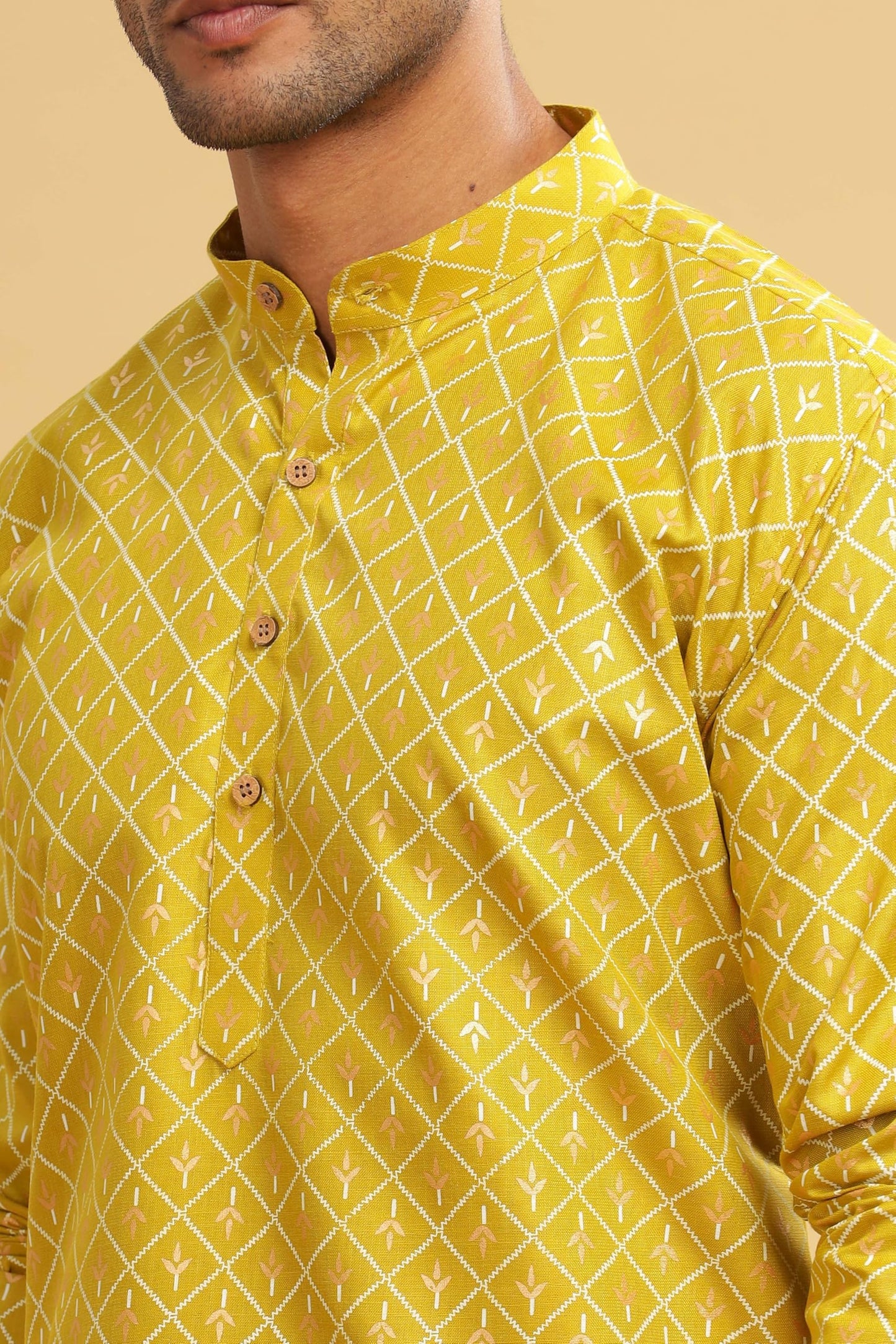 Be Active MenS Cotton Regular Fit Kurta (C-399-2_Green-1