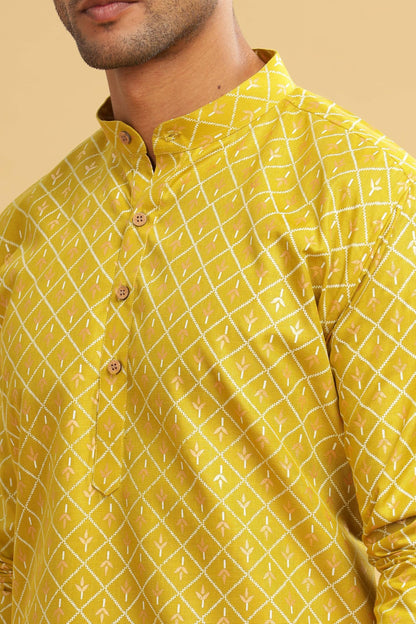 Be Active MenS Cotton Regular Fit Kurta (C-399-2_Green-1