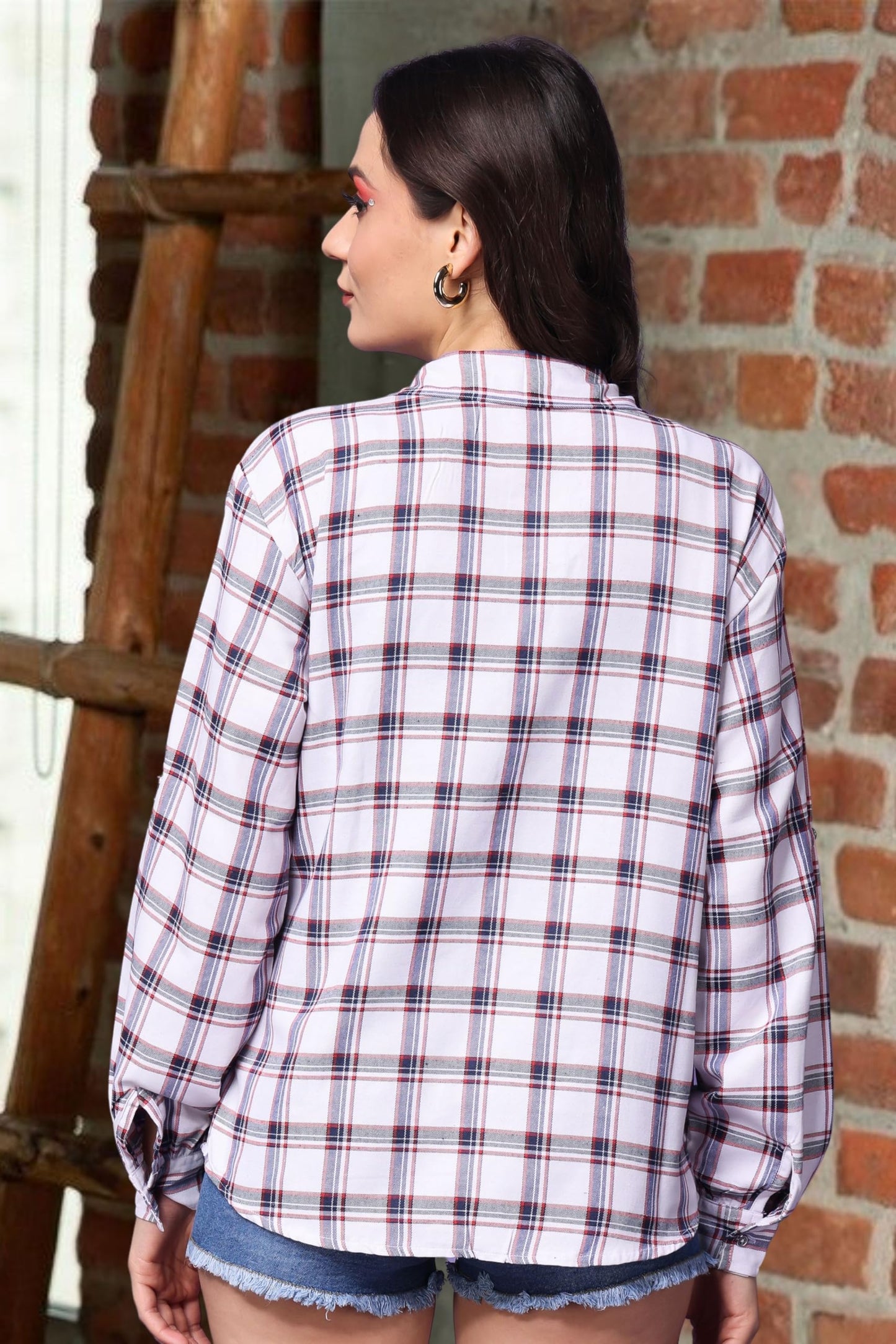 POPWINGS Casual Checks Print Shirt for Women | Cotton Full-Sleeves Women Shirt | Summer Shirt for Women | Stylish Shirt for Wome