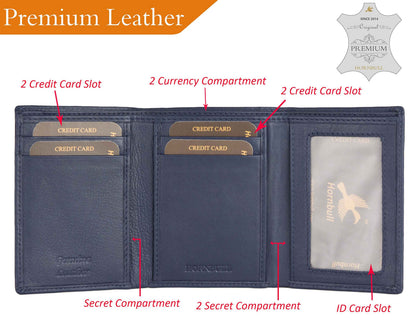 HORNBULL Leather Mens Wallet, Navy, Casual