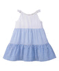 MIX-MATCH   TIERED  DRESS BLUE