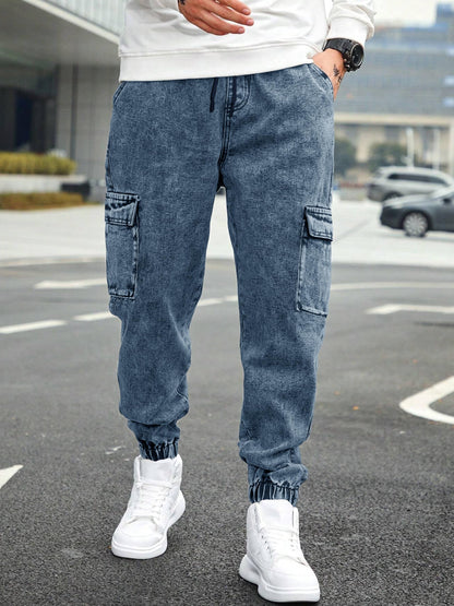 Noble Monk MenS Baggy Fit Jeans | Cargo Pocket | Denim Jeans | Streachable Jean For Men Indigo