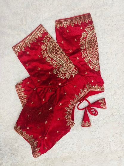 Pujia Mills Womens Readymade Blouse Embroidery Golden Zari Coding Sequence Thread Work Indian Ethnic Designer Stitched Half Slee
