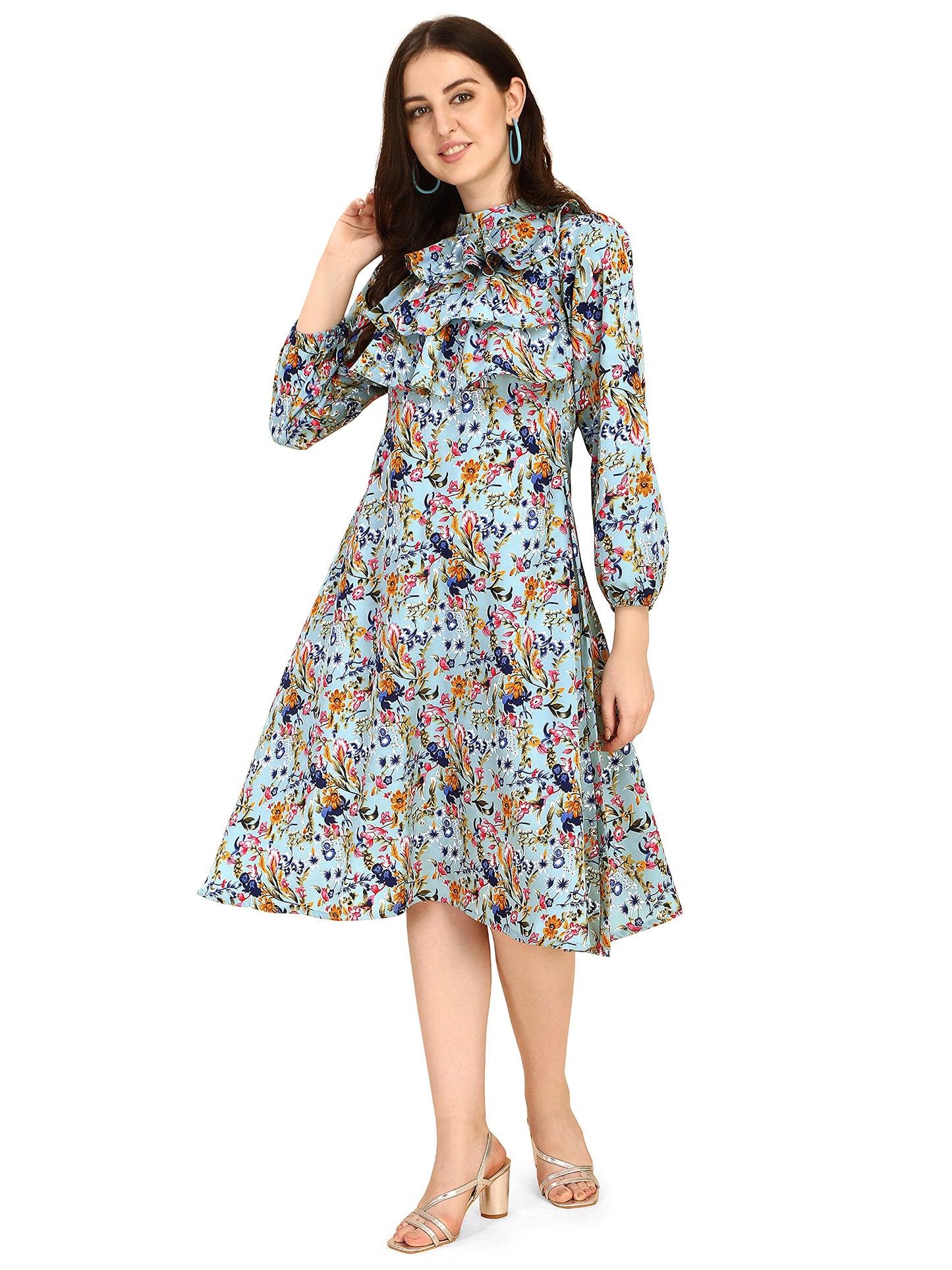 Oomph! WomenS Western & Fusion Wear Midi Dresses For Women, Blue - Md310