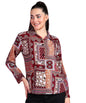 POPWINGS Women Casual Floral Printed Shirt for Women|| Spread Collar Full Sleeves Women Shirt for Summer, Regular Fit, Red