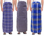 Weavers Villa MenS 100% Cotton Multicolored Unstiched Lungi (2 Mtrs) - Pack Of 3