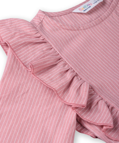 Beebay Kids Girls Button Through Striper Dress Pink