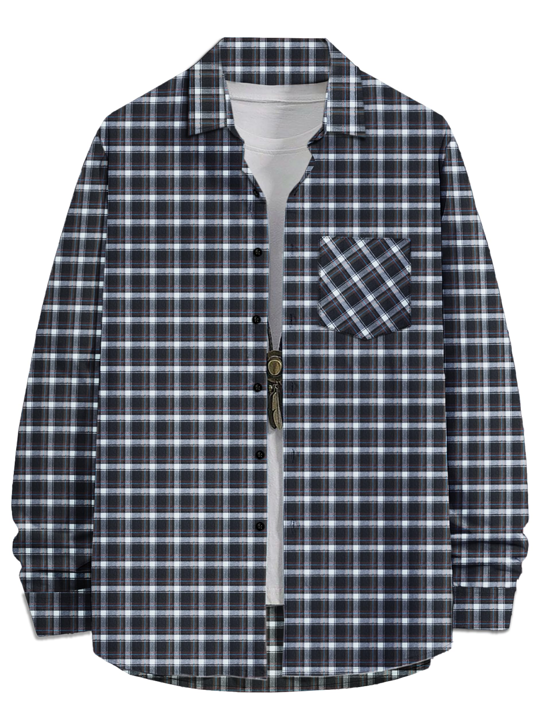 Noble Monk MenS Regular Long Sleeve Cotton Check Shirt | Casual Shirt With Spread Collar
