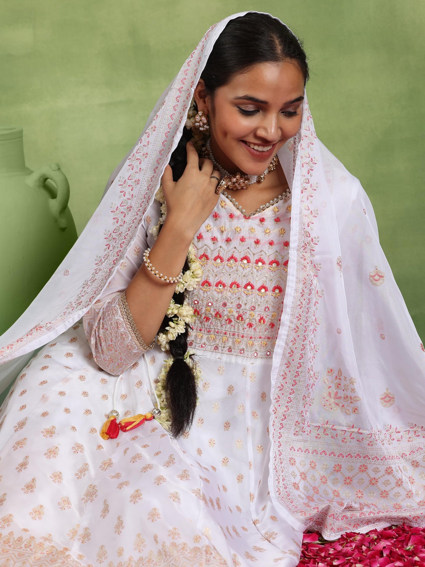 Libas Off White Organza Printed Kurta Sets For Women