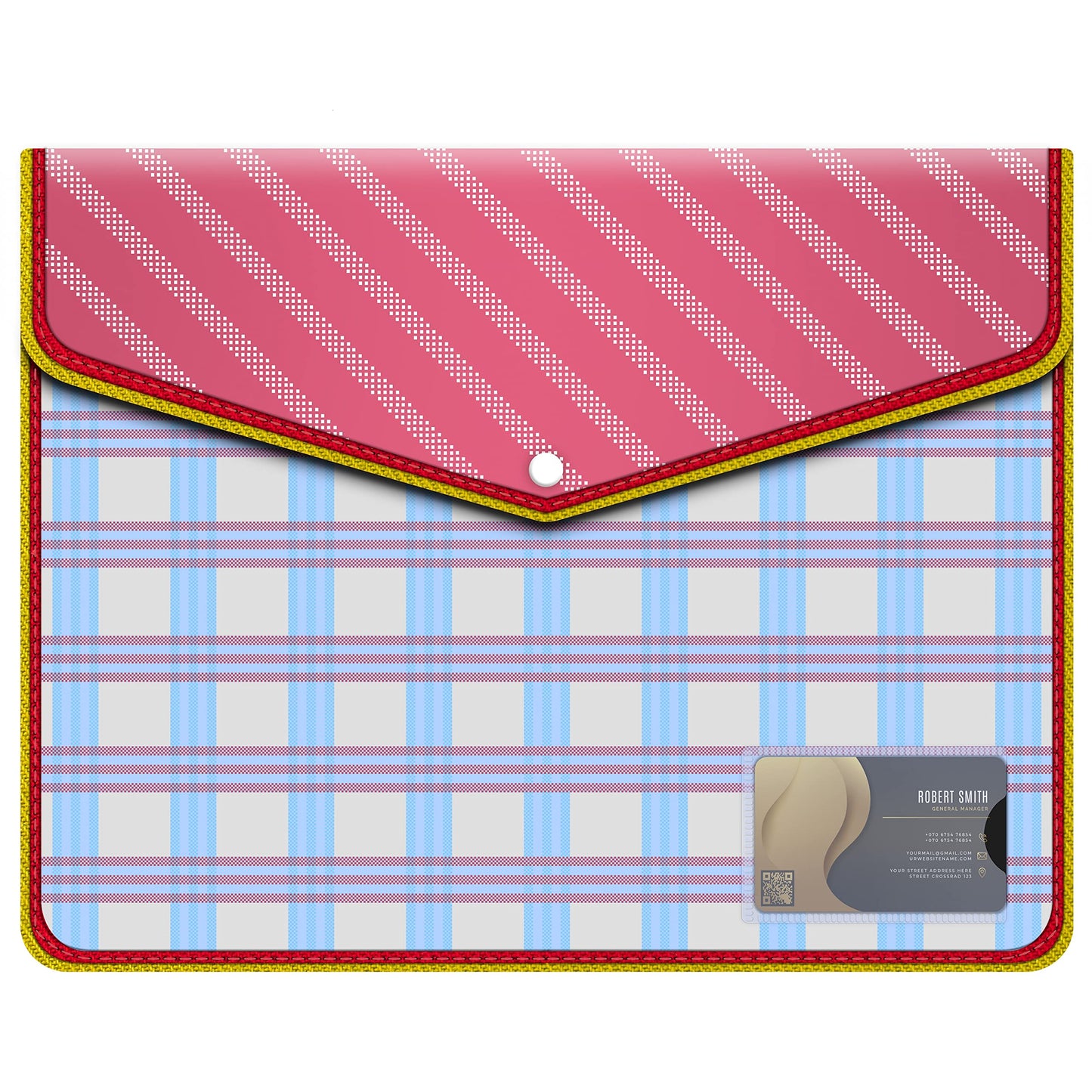 Fedus Documents Holder Envelope Folder, Stylist Printed File Storage Bag With Snap Button Transparent Plastic File For Documents