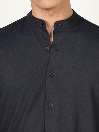 Thomas Scott Mens | Premium | Mandarin Collar | Slim Fit | Long Sleeves | 4 Way Stretch | Coolmax | Knitted | Casual | Shirts f