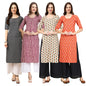 Pinkmint Women's Crepe Digital Print Straight Kurta(Pack of 4)[QN-346-349-378-375]