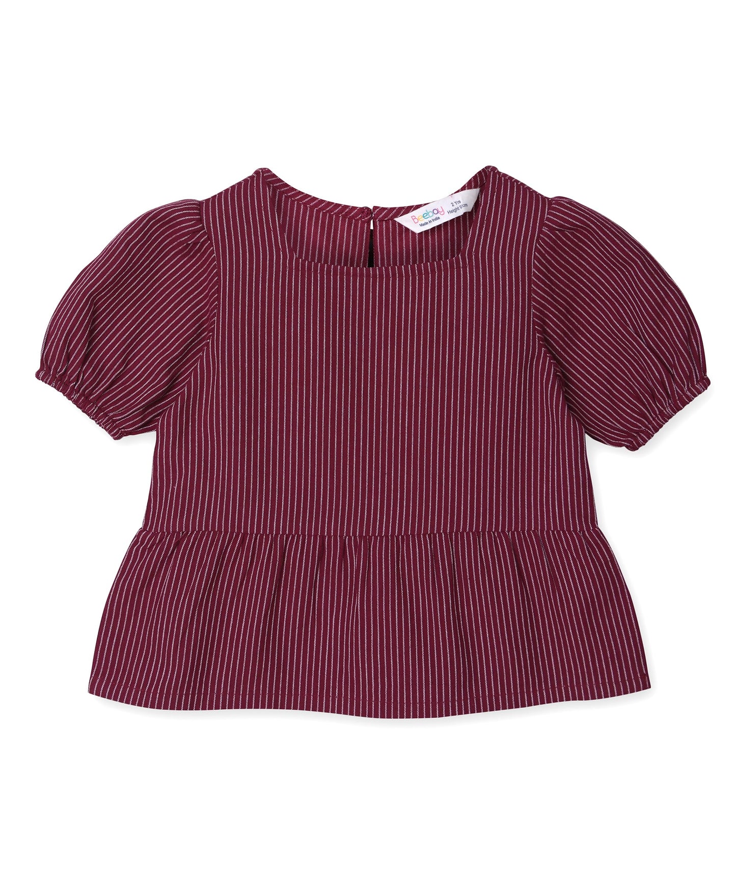 Beebay Kids Girls Pinstriped peplum co-ord set Maroon