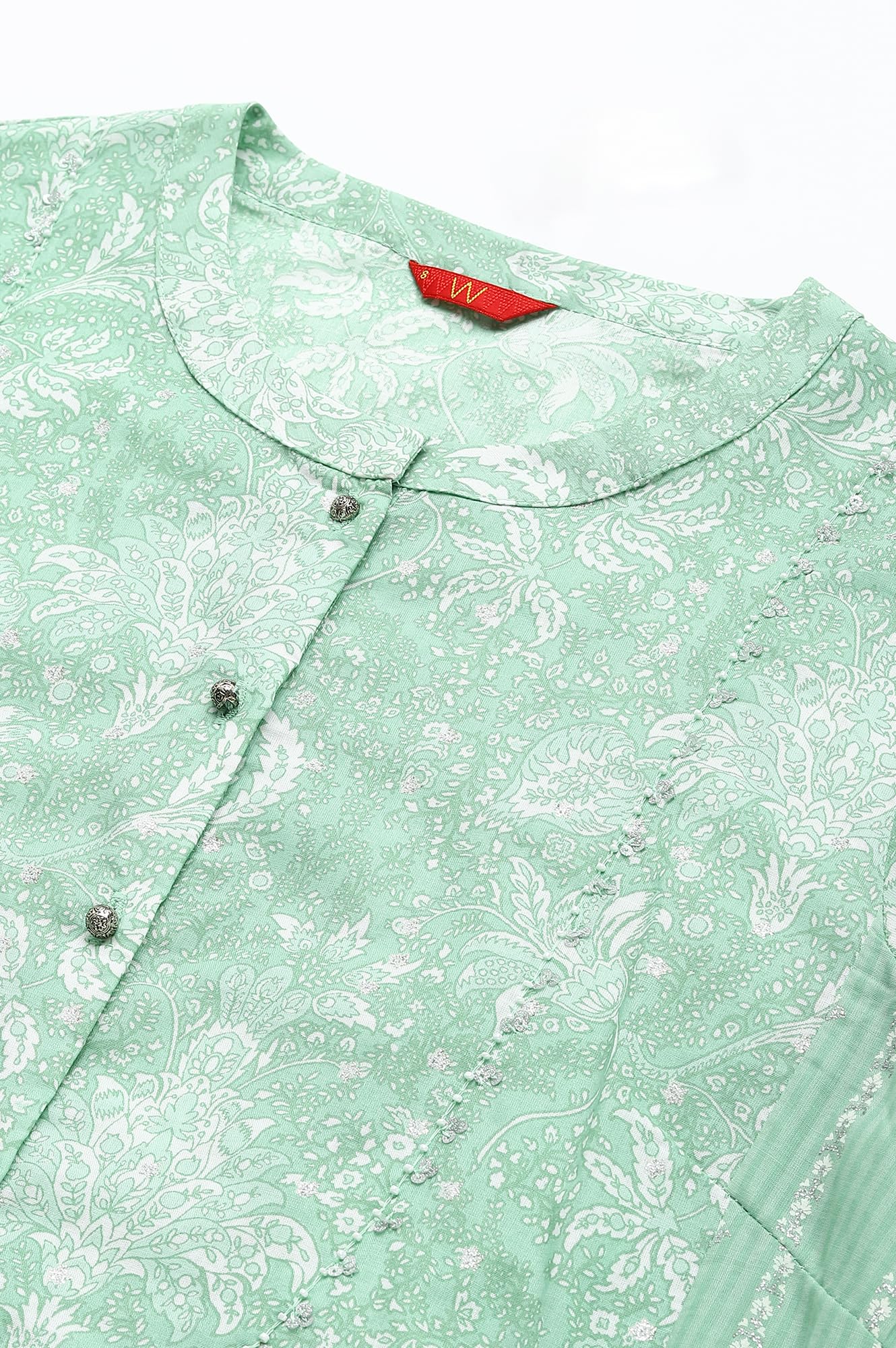 W for Woman Women Cotton Floral Printed Button Down Regular Kurta