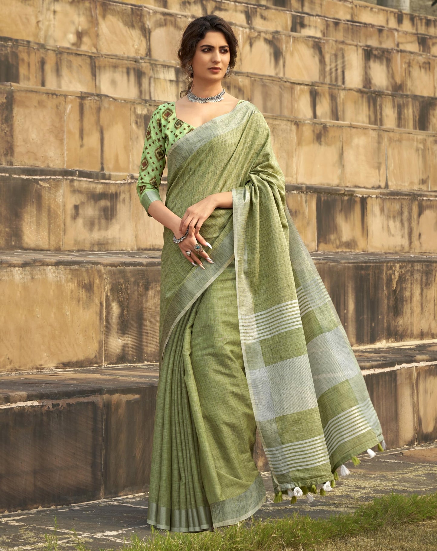 Pujia Mills Woman Soft Linen Saree With Zari Woven Design Cotton Saree Zari Border Saree Indian Ethnic Wear Saree Cotton Saree C