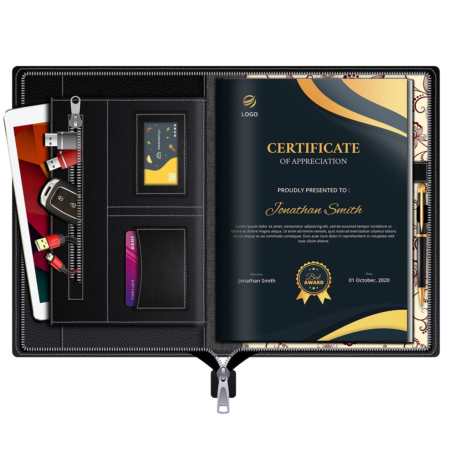 FEDUS Multipurpose Leatherette Professional File Folders for Certificates,Documents Holder,Document Bag, Portfolio, Executive Fi