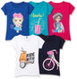 T2F Girls Cotton Regular Fit T-Shirt(Pack of 5)