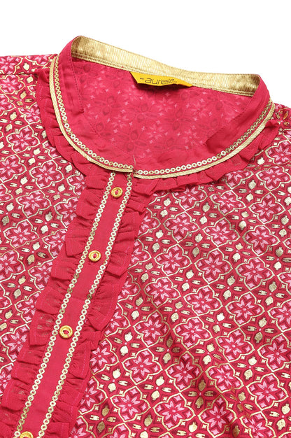 Aurelia Women's Floral Print Viscose Blend Kurta