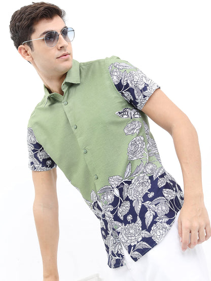 Ketch Men Olive Slim Fit Shirt