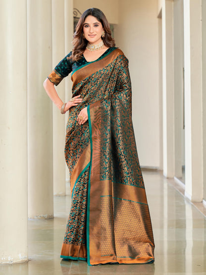 Glory Sarees WomenS Pure Kanjivaram Soft Banarasi Original Satin Silk Saree Elegantly Crafted Graceful Wedding Design With Blou