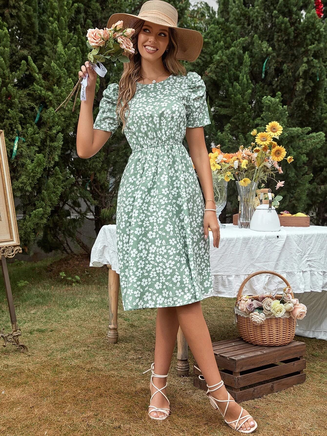 Tagas Women'S Rayon Fit And Flare Knee-Length Dress (Op-3110-1-Pista-Xl_Pista