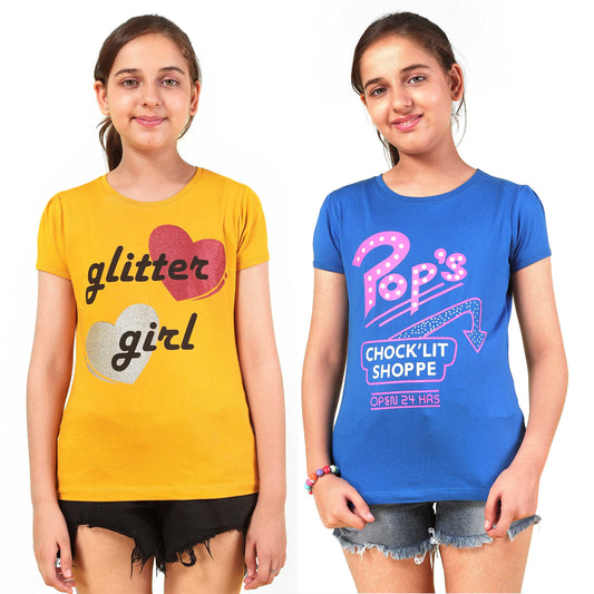 Kyda Kids Girls Cotton Full Sleeve Printed Tops - Multicolor (Pack Of 2)