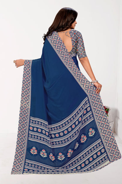 Vimla WomenS Premium Crepe Silk Saree With Unstitched Blouse Piece Floral Pattern And Plain Weave Type