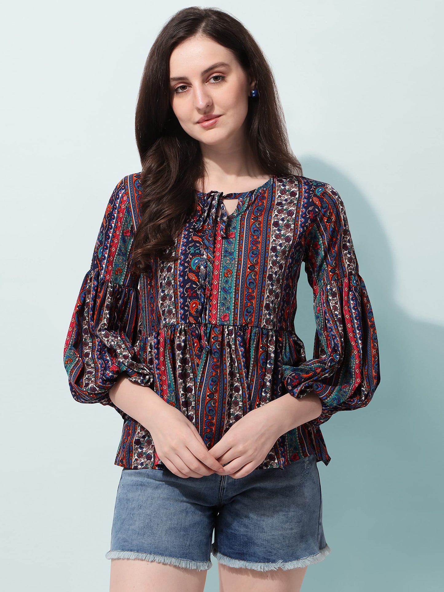 OOMPH! Peplum Tops for Women, Multicolor - mt405