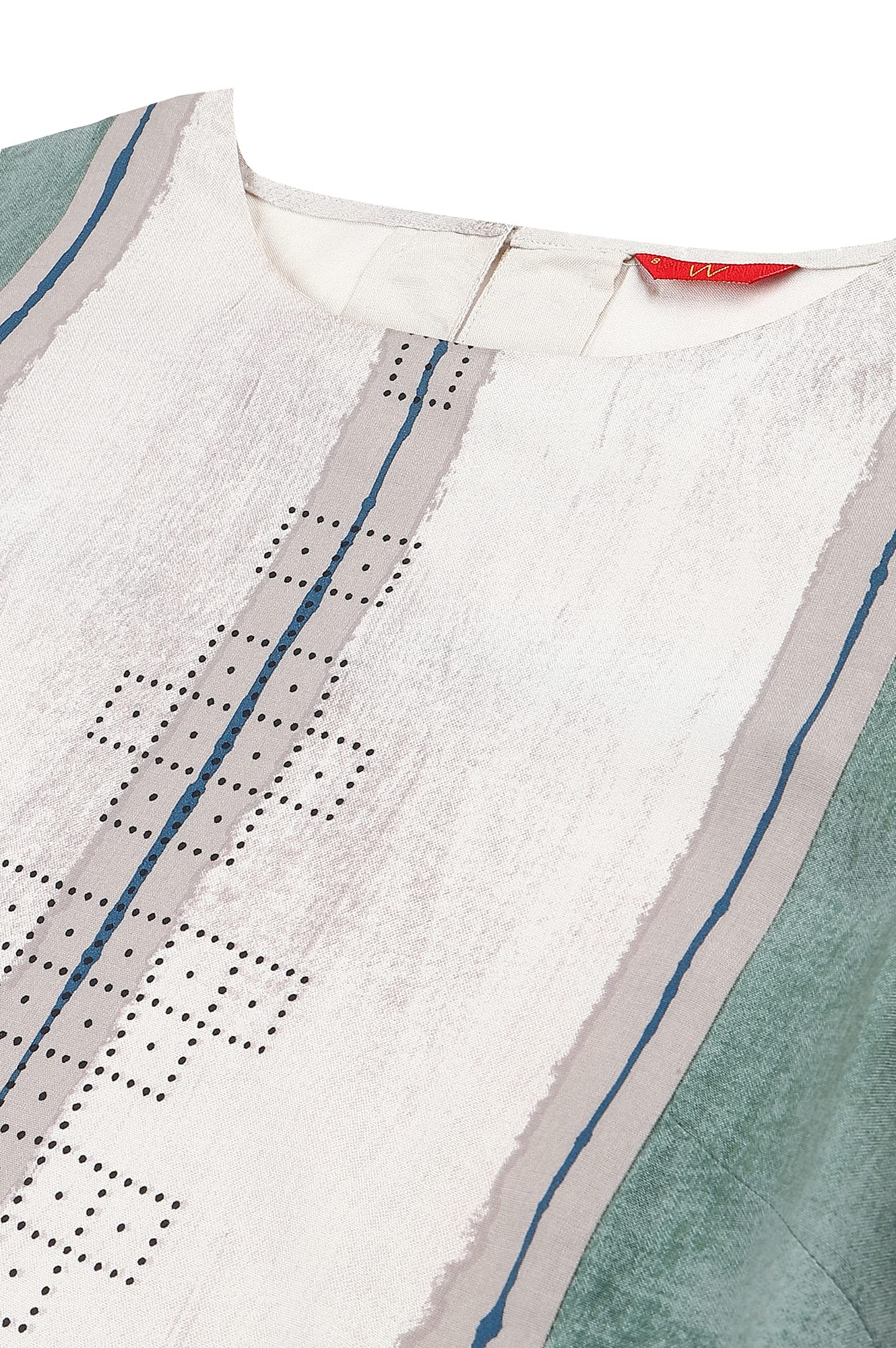 W for Woman Viscose Printed Round Neck A Line Kurta for Women