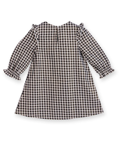 Beebay Kids Girls Yoke Frill Gingham Dress Black/White