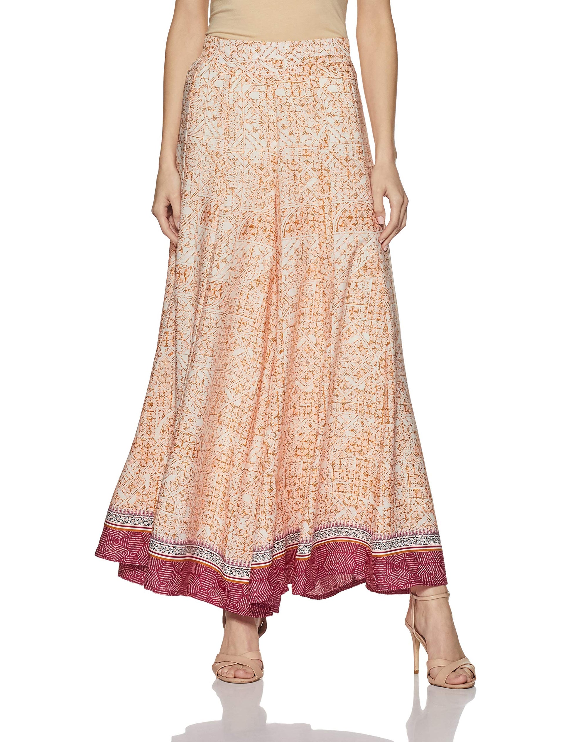Aurelia Women'S Loose Fit Synthetic Palazzo (18Fek60028-63089_M_Peach_Orange, Peach_M)