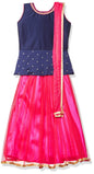 Aarika Girls Silk Lehenga Choli Set(Lch-18122_Navy Blue-Rani_30)