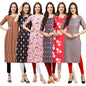 Pinkmint Women'S Crepe Digital Print Straight Kurta(Pack Of 6)[Qv-344-330-339-358-380-372-Xxl]