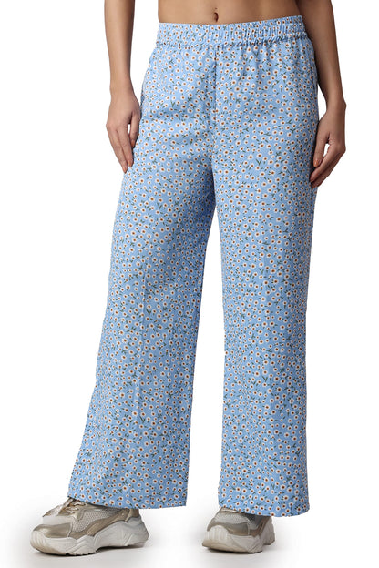 POPWINGS Casual Floral Printed Loose Fit Trousers for Women || Summer Wear Women Trousers Stylish Pull-On Women Trousers || Comf