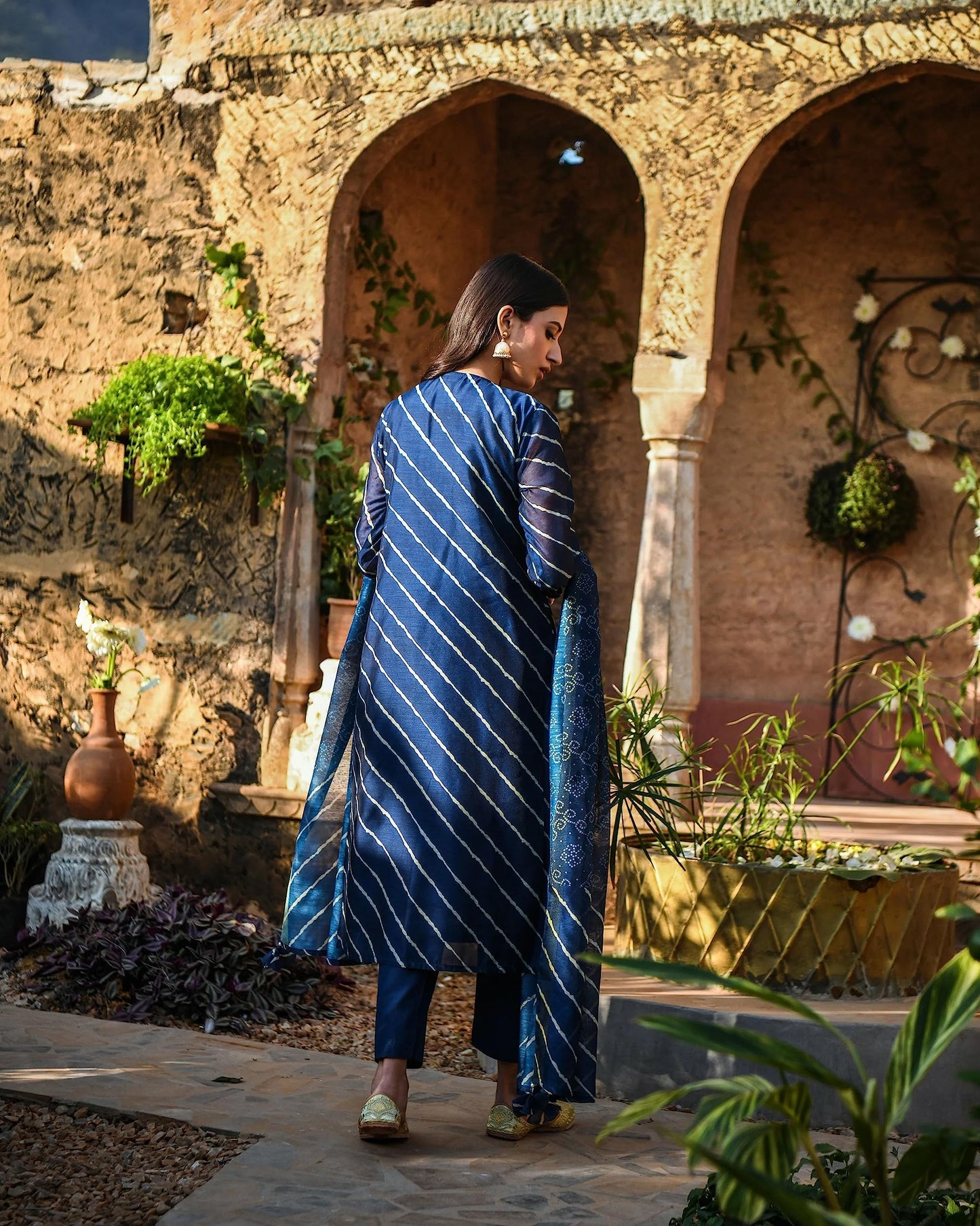 GoSriKi Womens Cotton Blend Straight Printed Kurta with Pant & Dupatta (Doremi Navy-GS_4XL_Navy Blue_XXXX-Large)