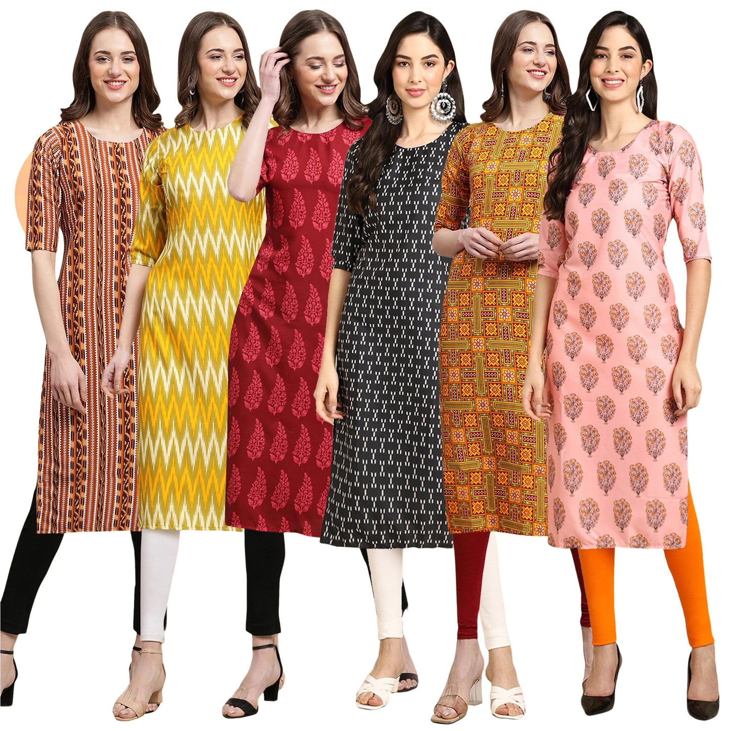 Pinkmint WomenS Crepe Solid Regular Kurti (Ks01_Multicolor2