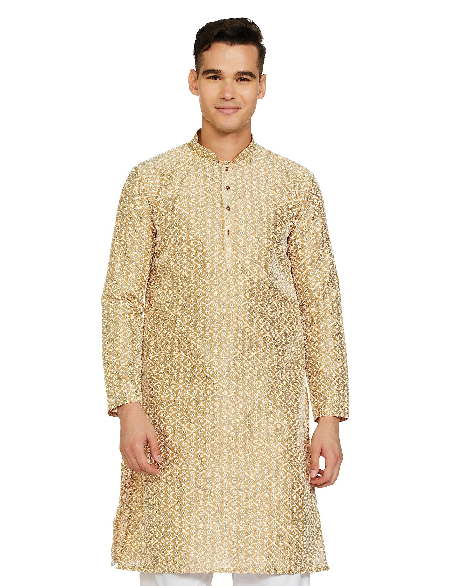 Be Active MenS Traditional Embroidered Lucknowi Full Sleeves Kurta || Cotton Kurta For Men || Men Kurta For Wedding || Kurta Fo