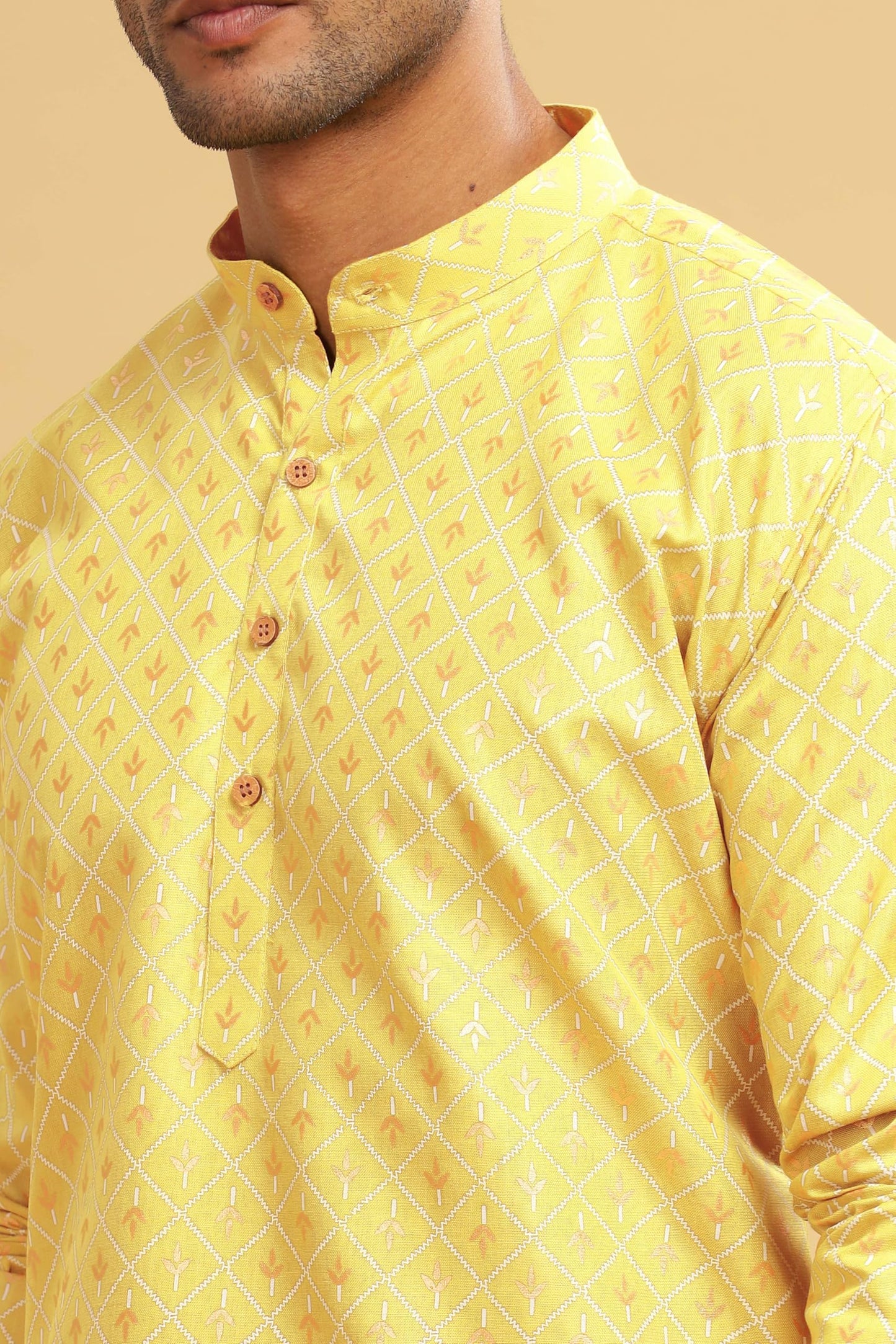 Be Active MenS Cotton Regular Kurta (C-399-2_Yellow-1