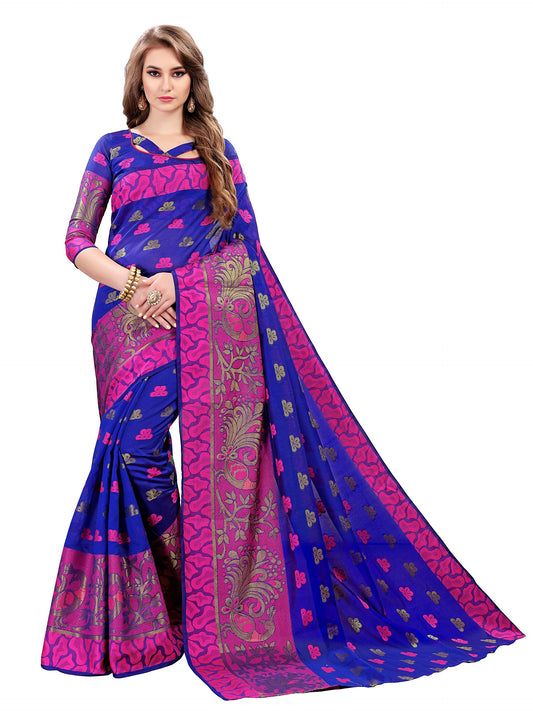 Gosriki WomenS Cotton Blend Saree (Pmv-Purple