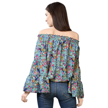 Oomph! Off Shoulder Tops for Women, Blue - mt239