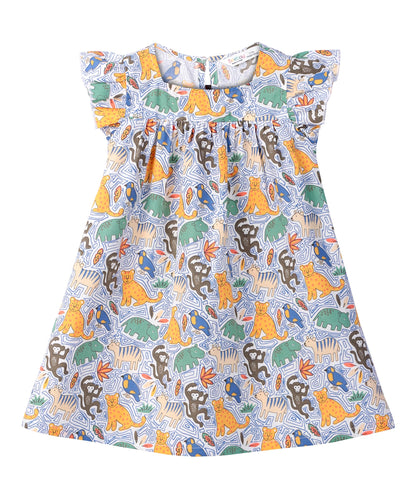 ANIMAL PRINT RUFFLE DRESS MULTI - COL