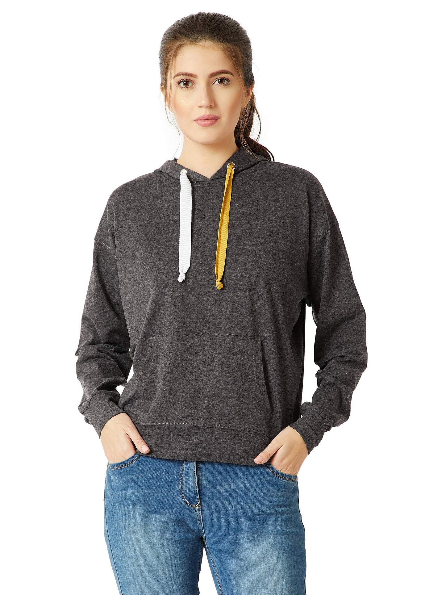 Miss Chase WomenS Grey Round Neck Cotton Sweatshirt (Mcaw18Swt01-60-17-05, Grey, Large)