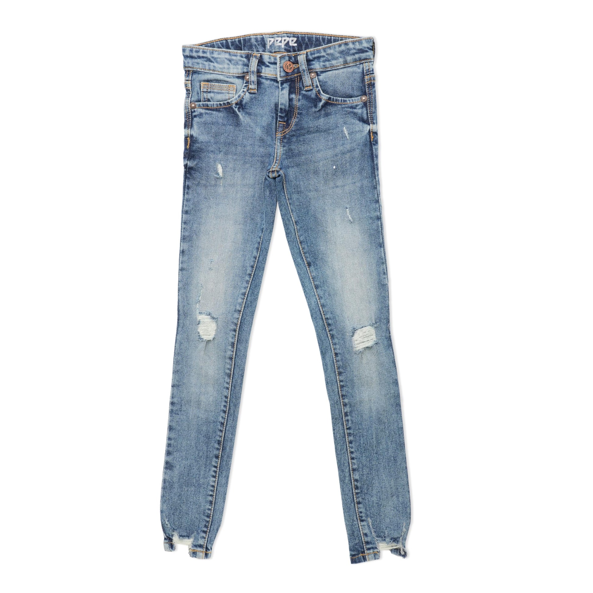 Pepe Jeans Girls Adriana Distressed Skinny Denim, Light Used,8
