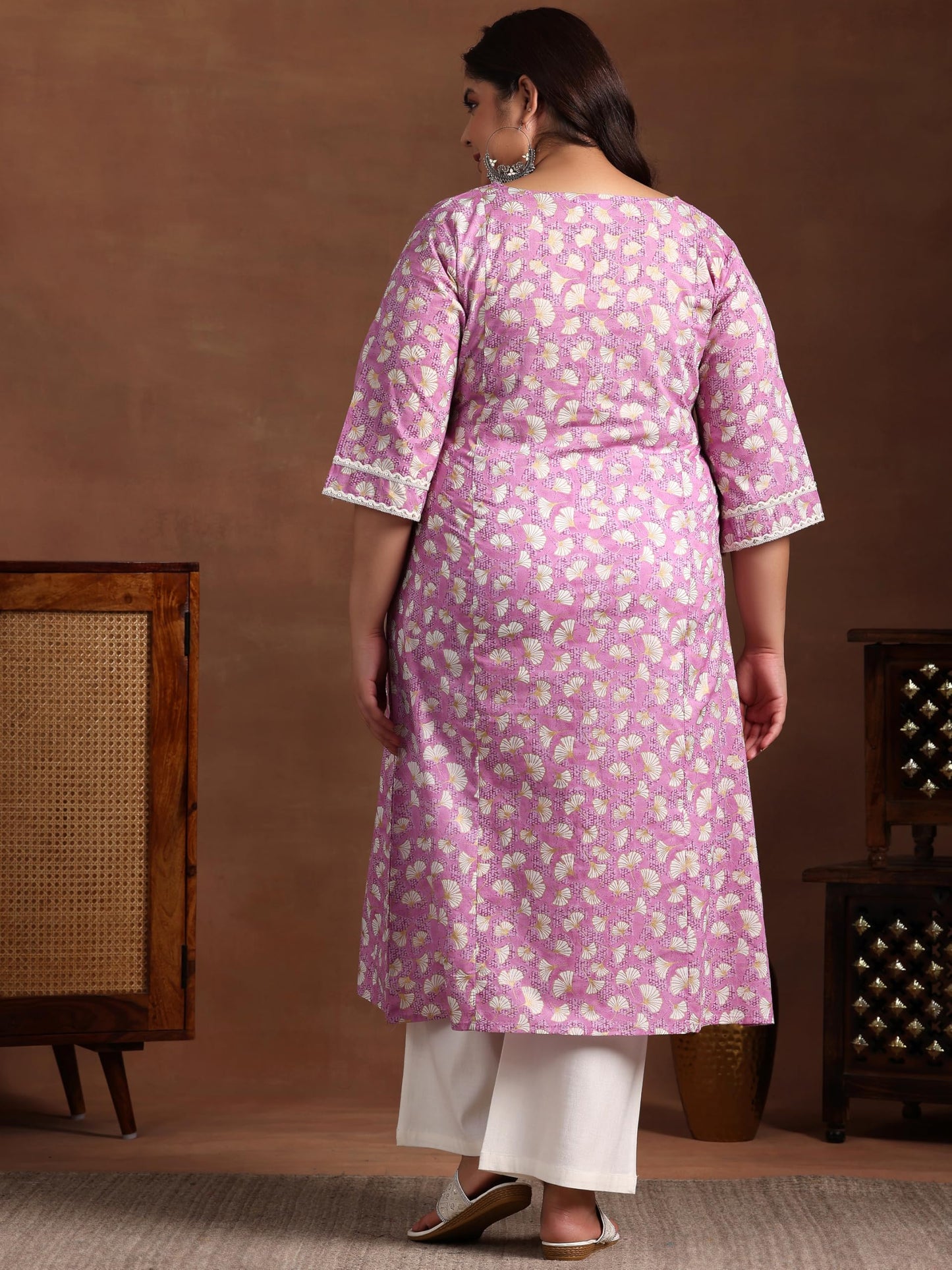 Extra Love By Libas Women'S Cotton Printed A-Line Kurta (25454_Purple)
