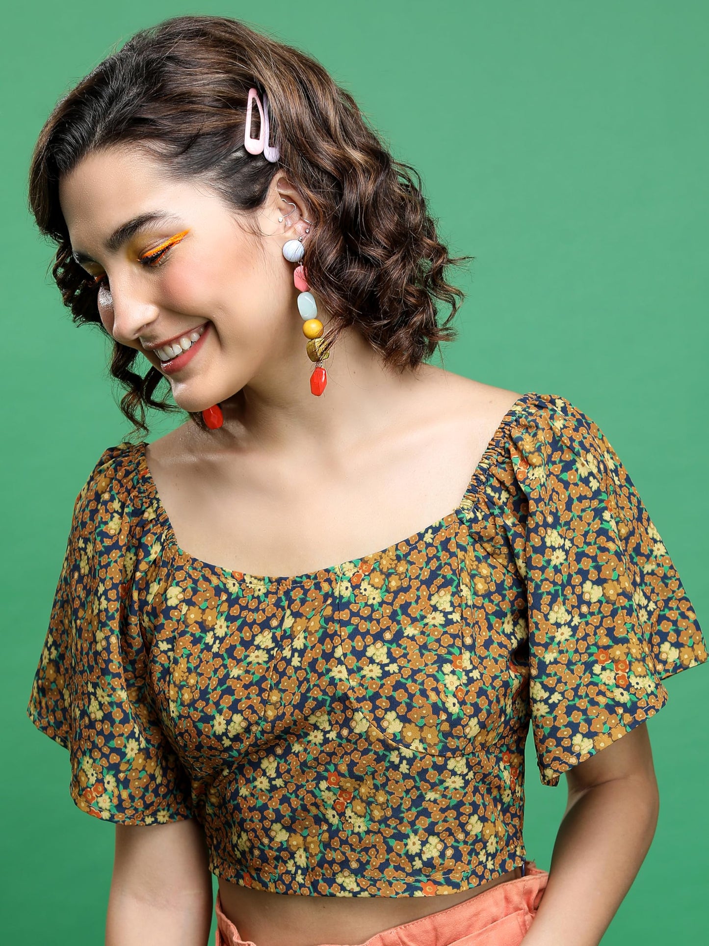 Ketch WomenS Regular Fit Tops (Khtp000412_Mustard Blue Multi