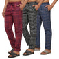 XYXX Mens Super Combed Cotton Checkered Checkmate Pyjamas [Pack of 3] Elasticated Waist, Drawstring | Loungewear for Men in Blu