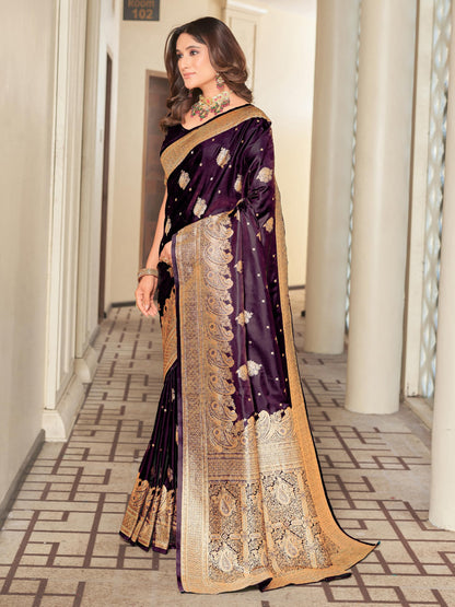 Glory Sarees WomenS Pure Kanjivaram Soft Banarasi Original Satin Silk Saree Elegantly Crafted Graceful Wedding Design With Blou
