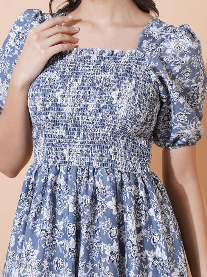 KZULLY | Elegance: Smocked A-line Midi Dress - Superior Comfort & Chic Style